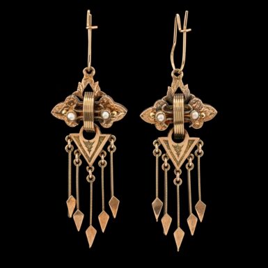 Victorian Seed Pearl Earrings in 13K Yellow Gold
