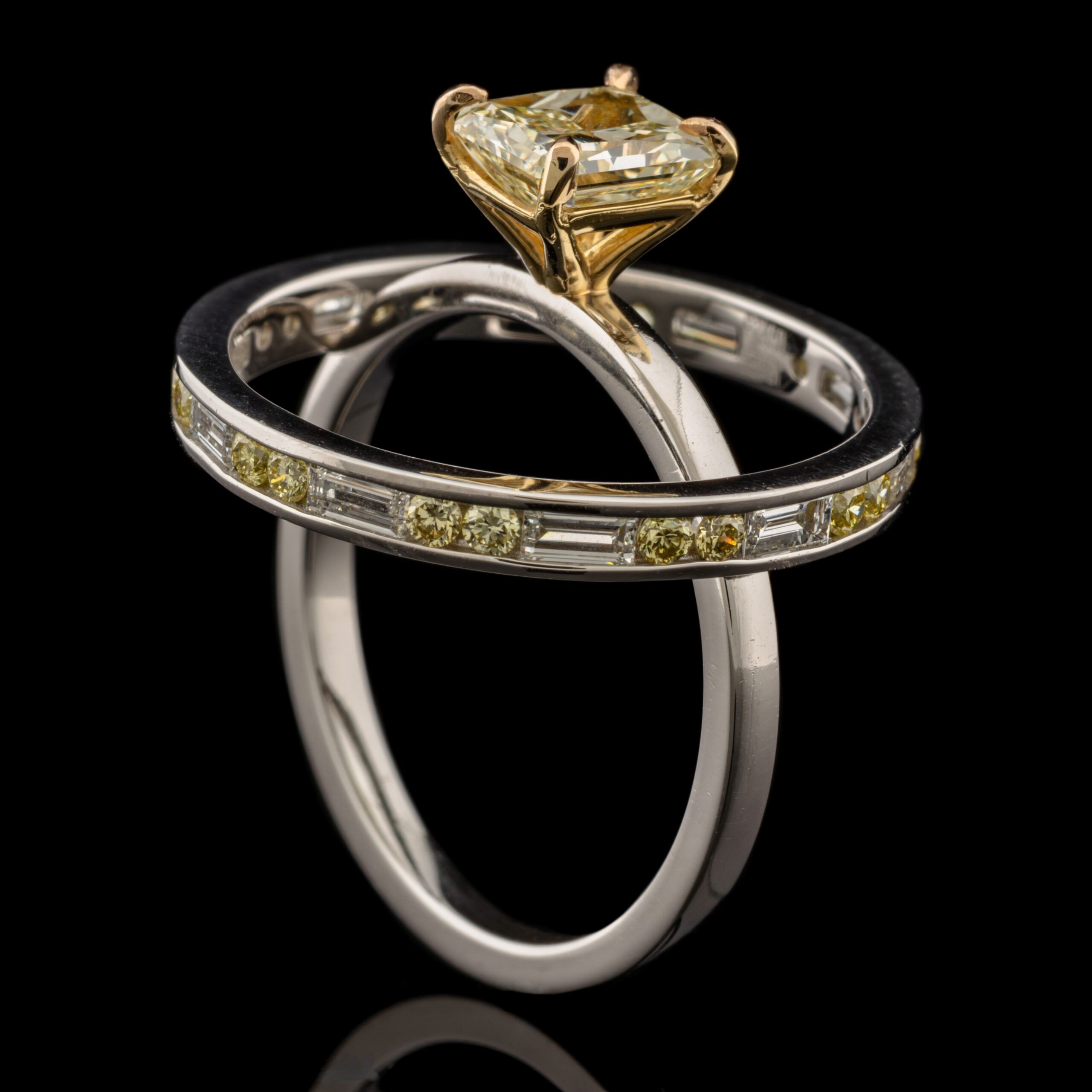 Sevgi Pre-Owned White & Yellow Diamond Wedding Set in Platinum & 18K White Gold