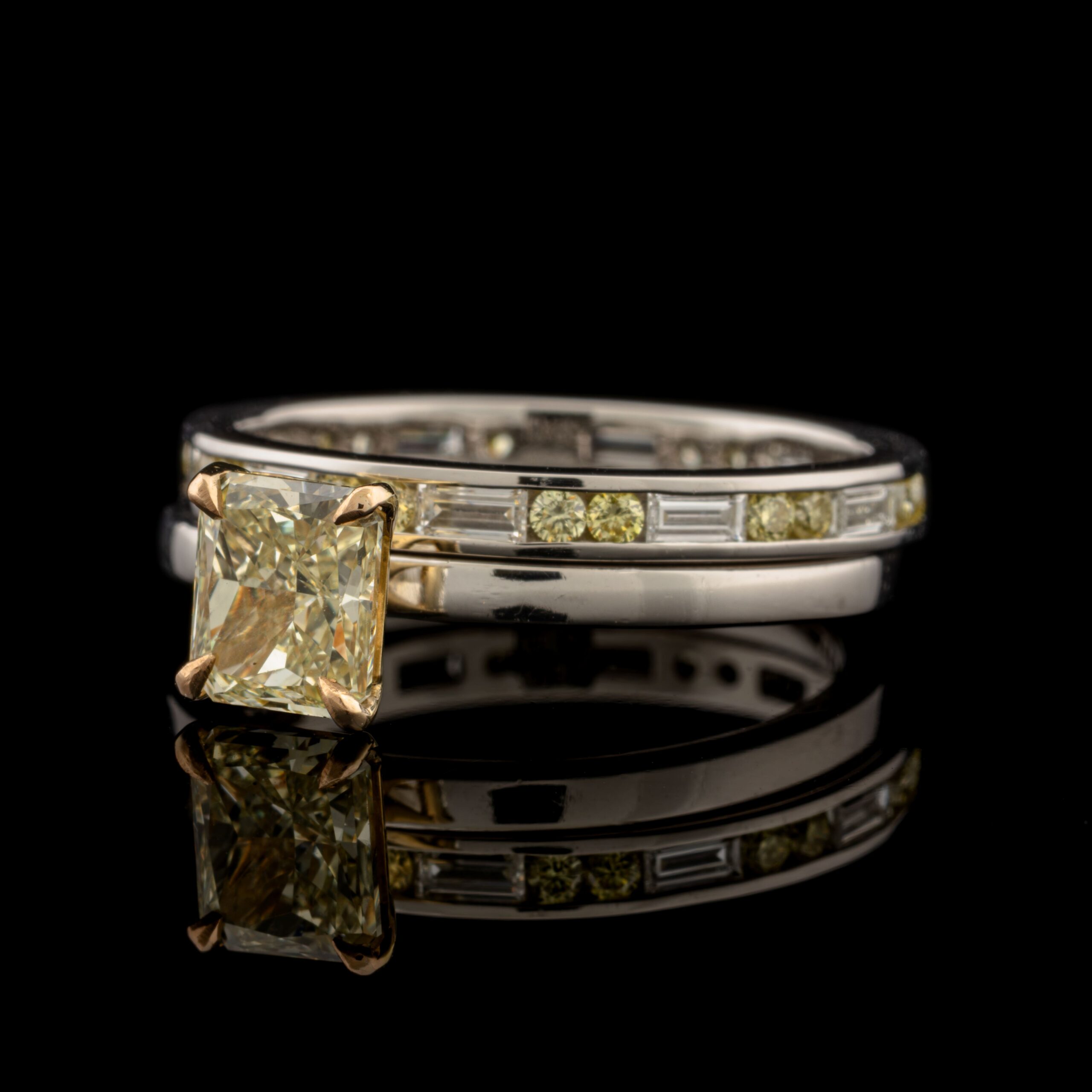 Sevgi Pre-Owned White & Yellow Diamond Wedding Set in Platinum & 18K White Gold