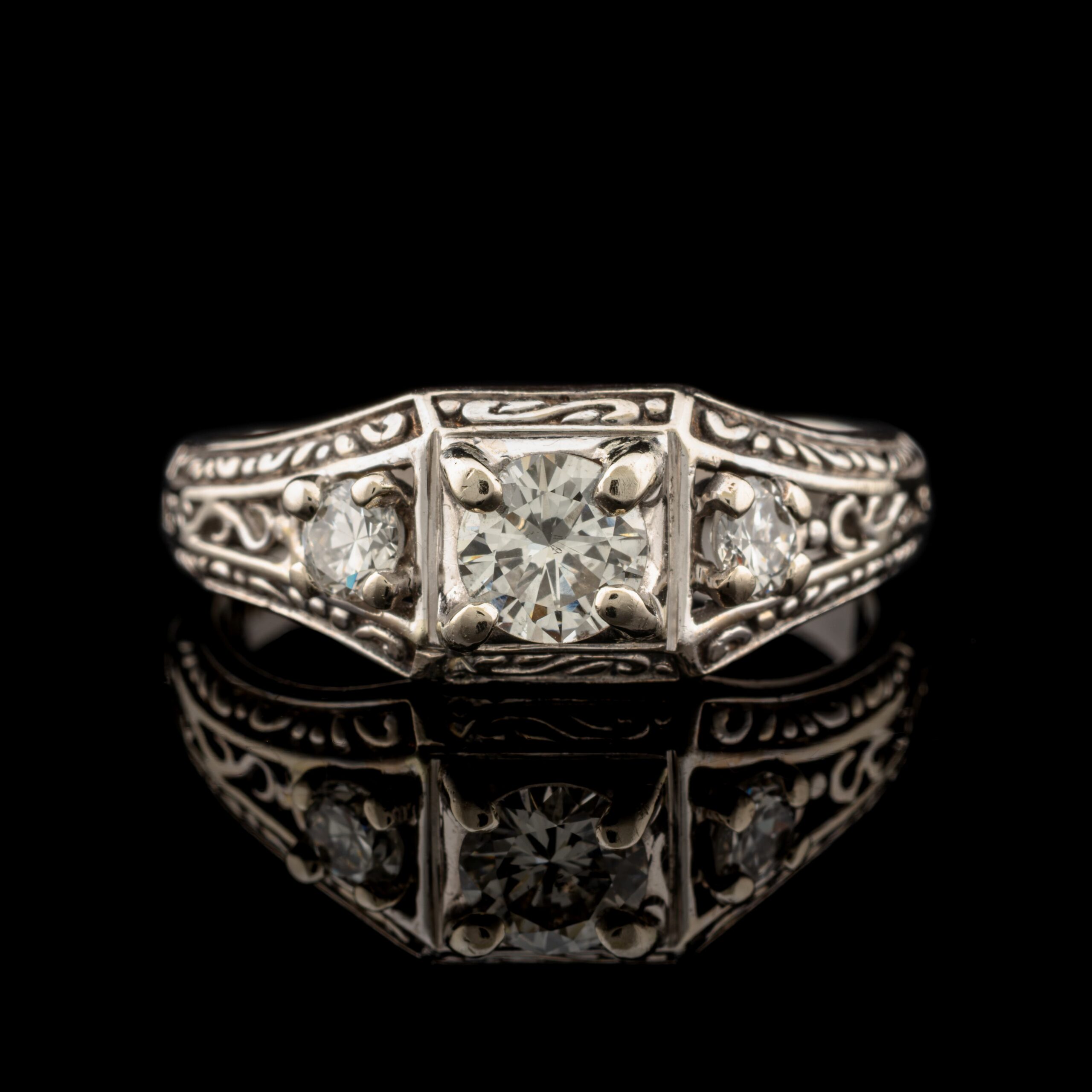 Vintage Diamond Ring in 14K White Gold