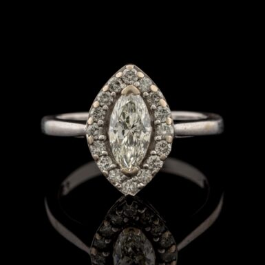 Pre-Owned Marquise Diamond Halo Ring in 10K White Gold
