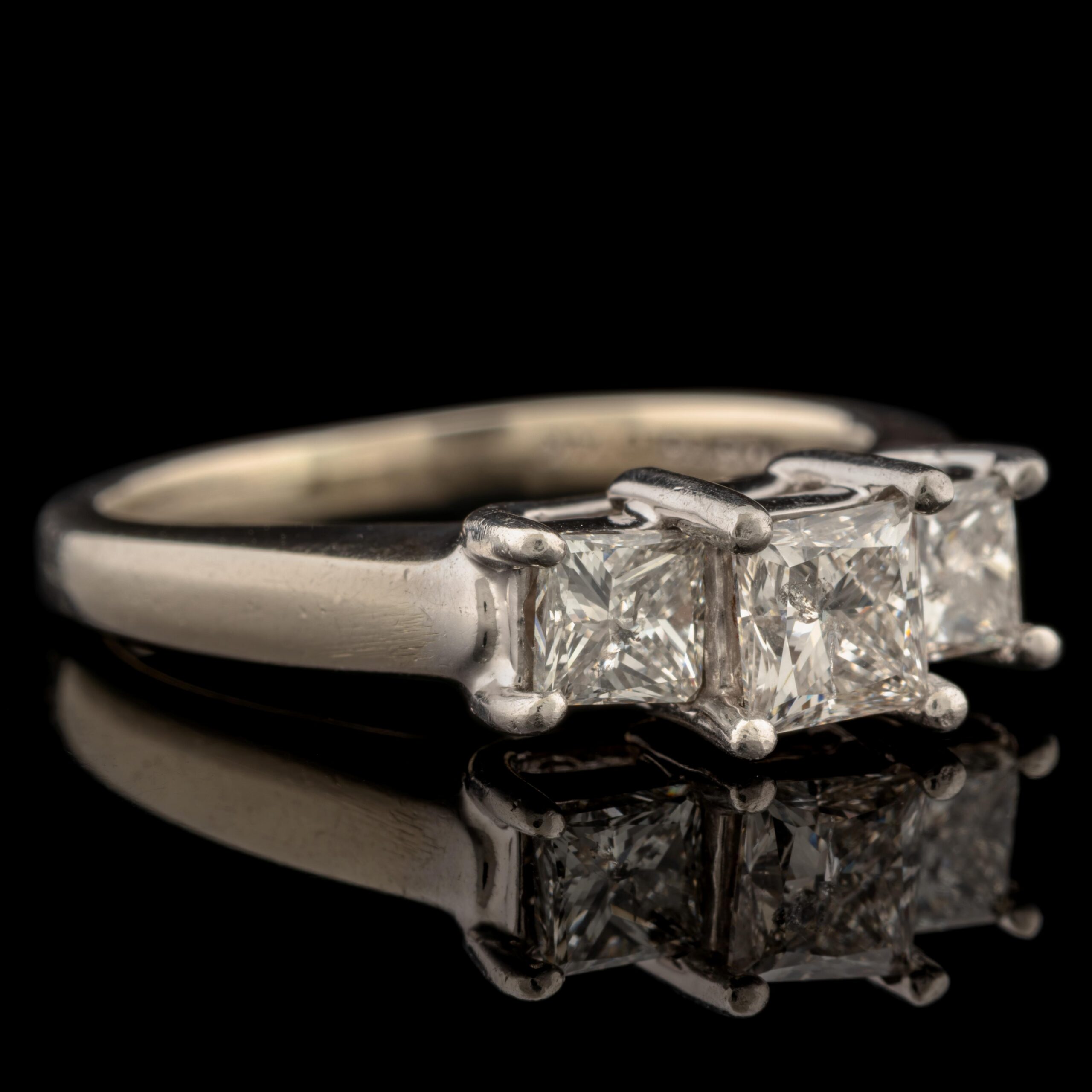 Pre-Owned Three Diamond Ring in 14K White Gold