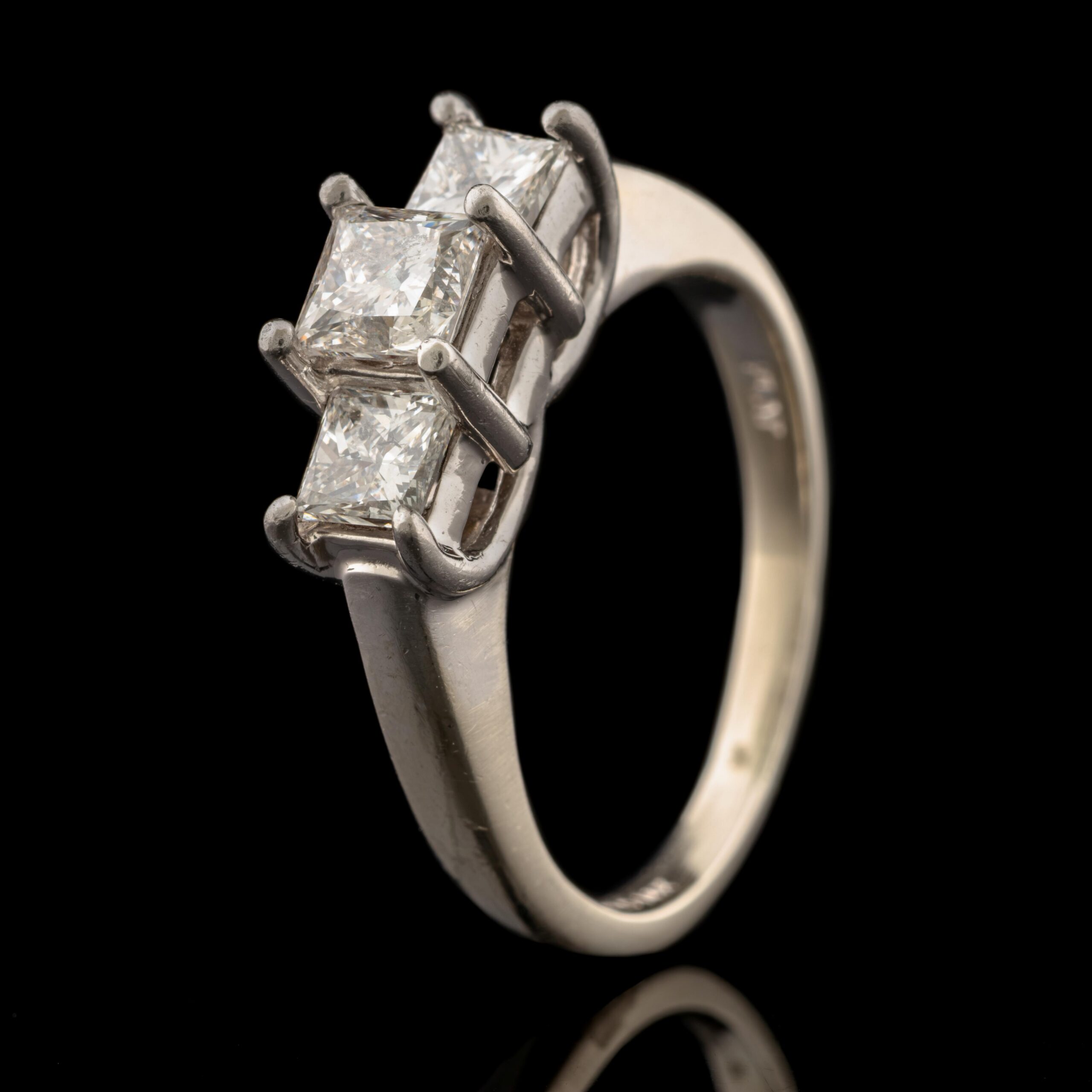Pre-Owned Three Diamond Ring in 14K White Gold
