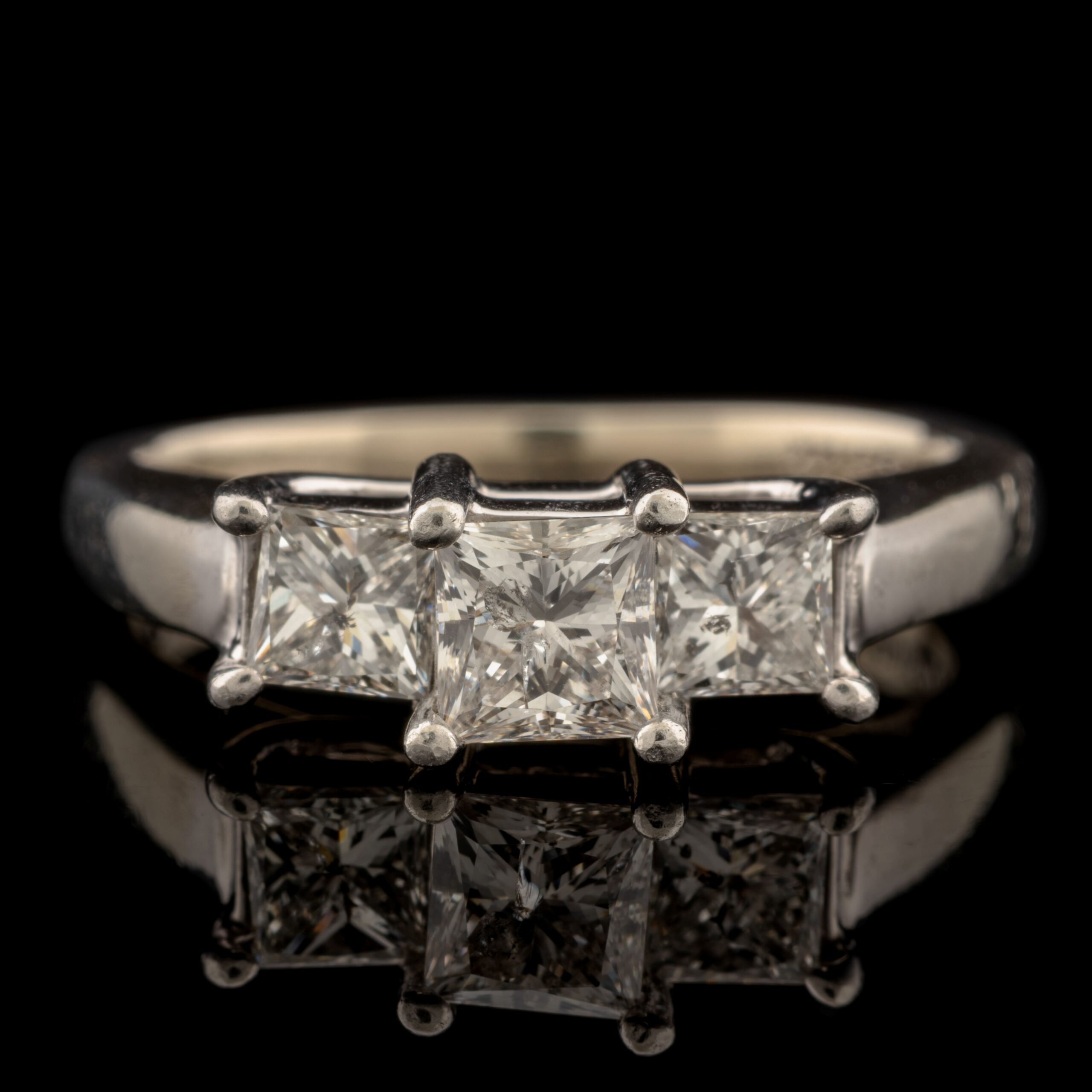 Pre-Owned Three Diamond Ring in 14K White Gold