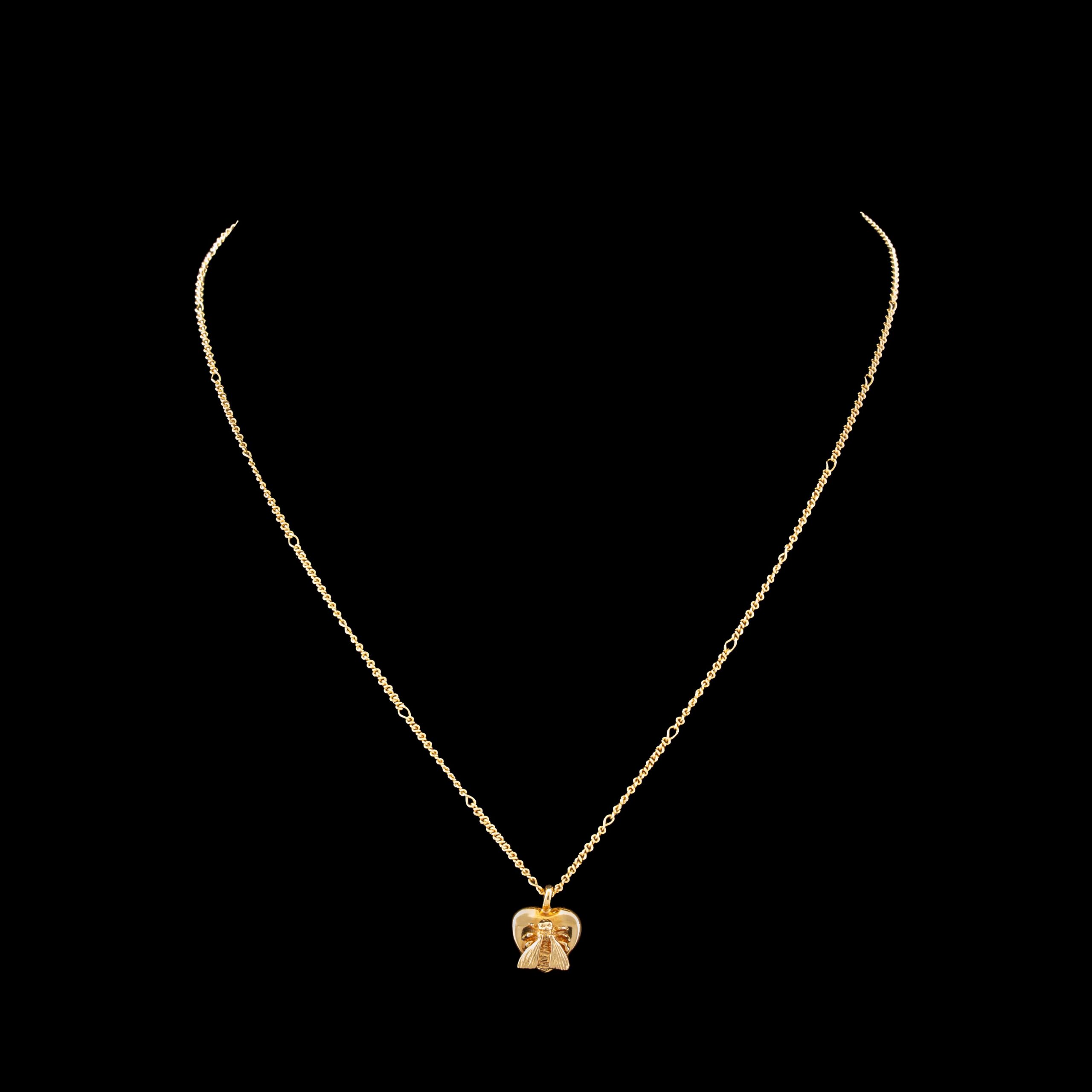 Gucci Le Marche des Merveilles Bee Heart Necklace in 18K