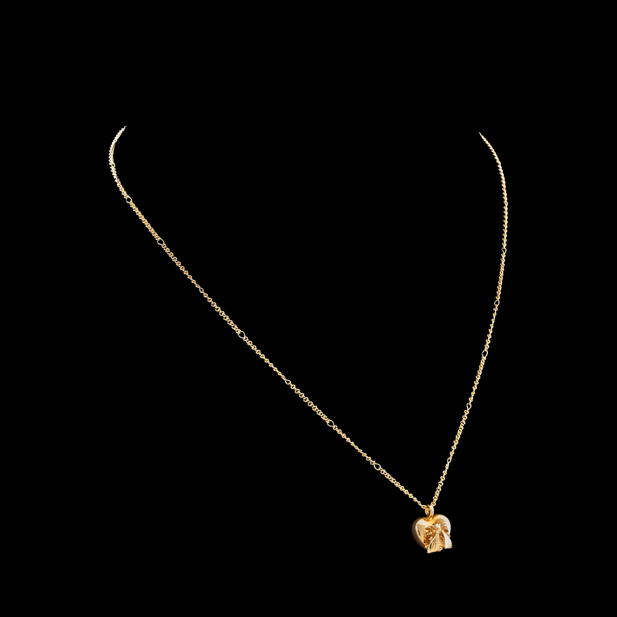 Gucci Le Marche des Merveilles Bee Heart Necklace in 18K