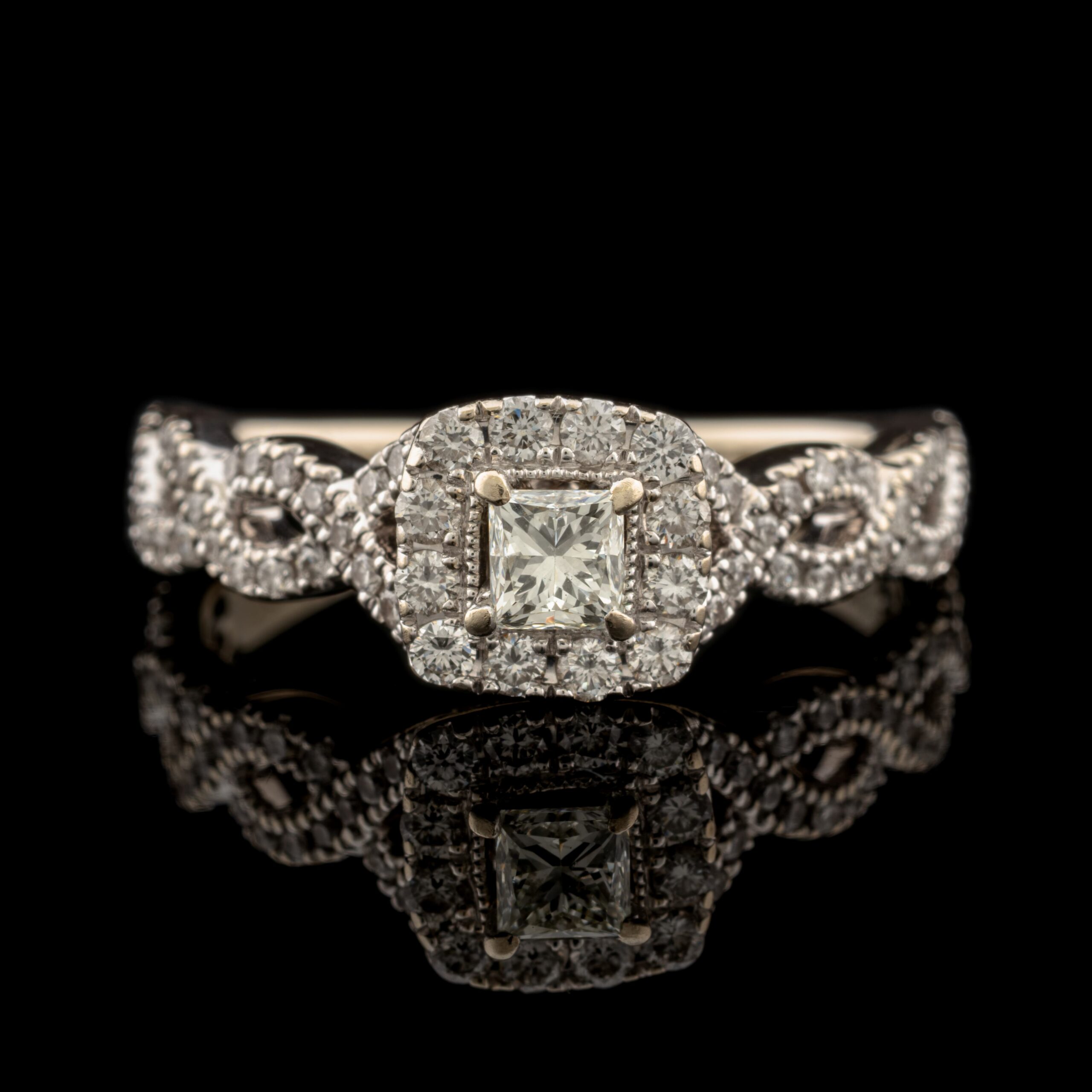 Pre-Owned Diamond Halo Ring in 14K White Gold