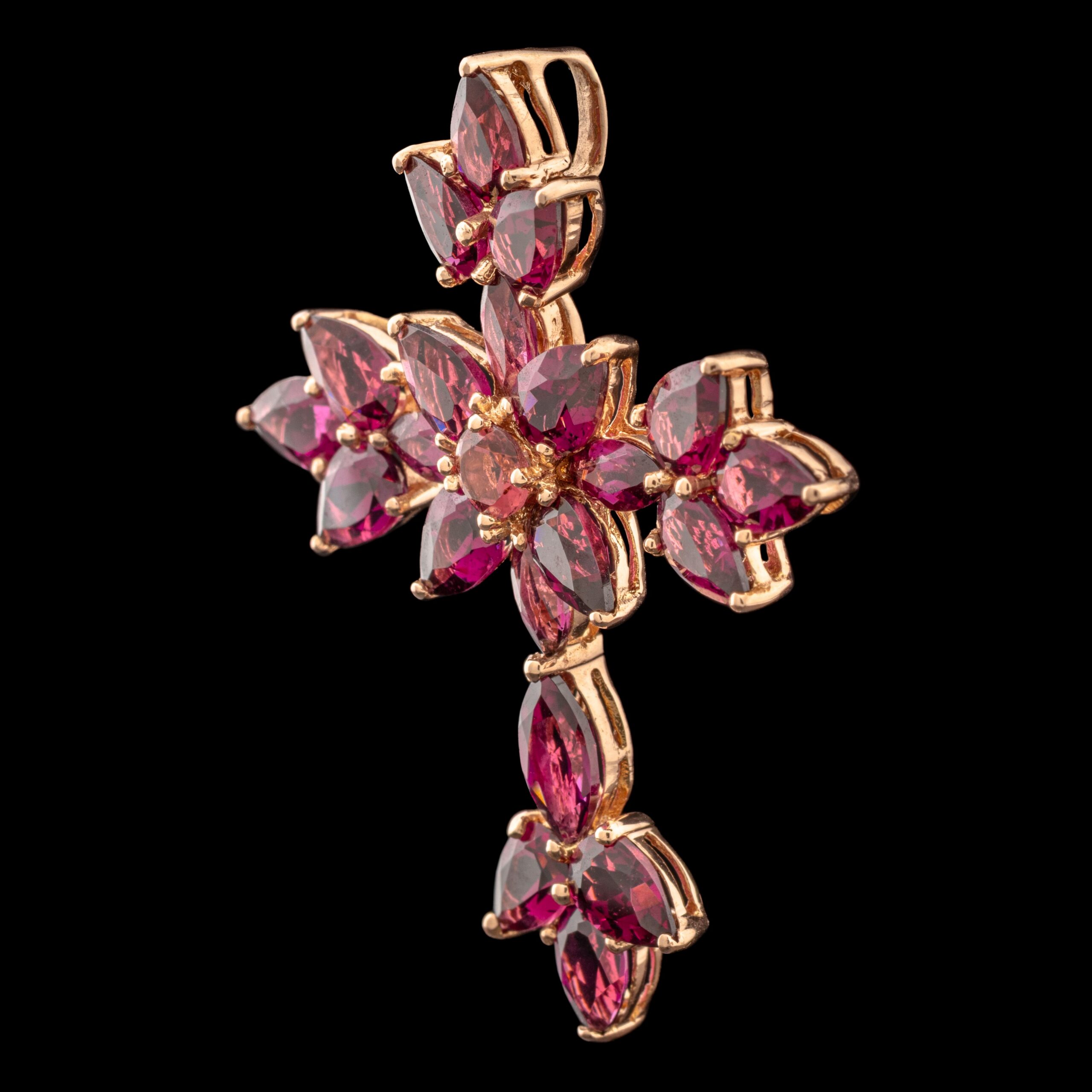 Pre-Owned Almandite Garnet Cross in 14K