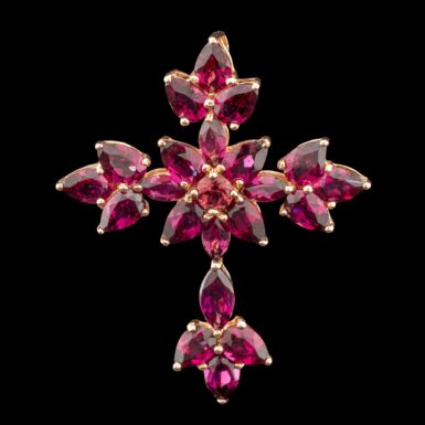 Pre-Owned Almandite Garnet Cross in 14K