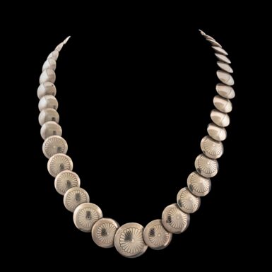 Vintage Native American Pillow Bead Necklace in Sterling